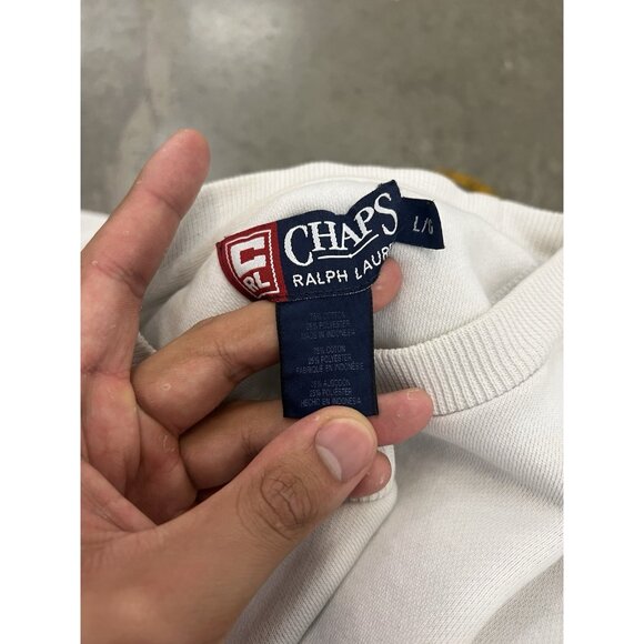 Chaps Ralph Lauren USA Flag embroidery white sweatshirt Size Large - Picture 10 of 10